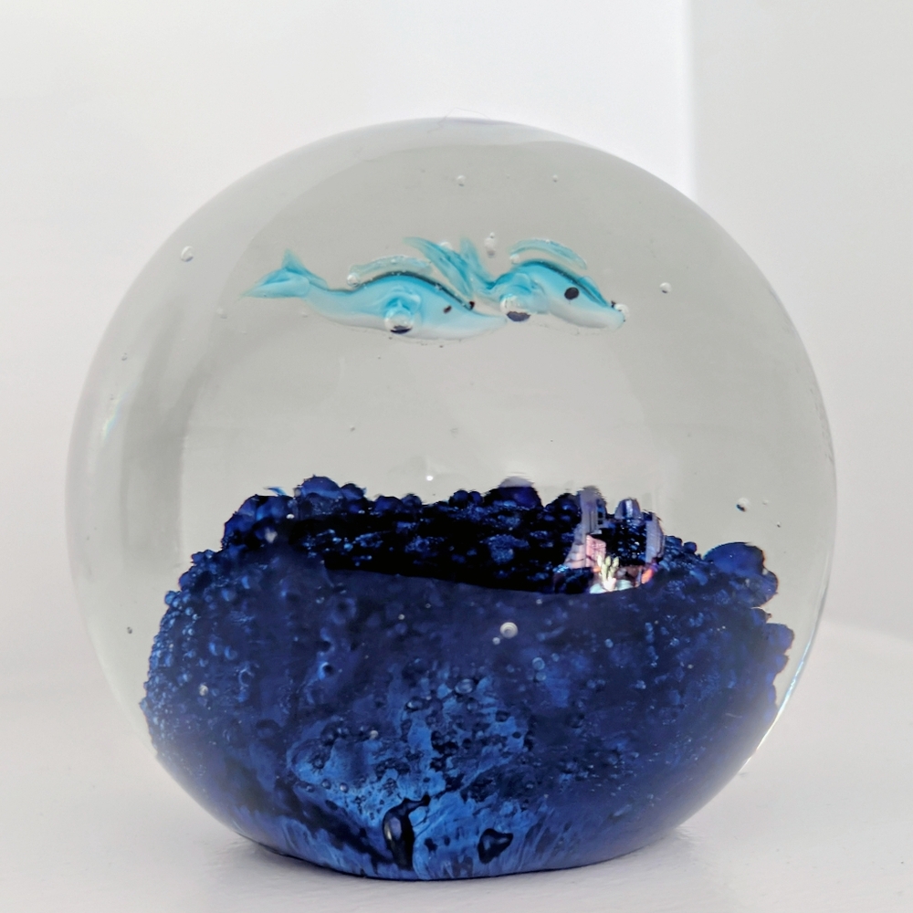 Vintage Collectible Hand-blown Murano Art Glass Aquarium Paperweight